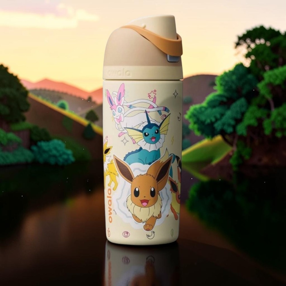 Owala FreeSip Kids Pokemon Eevee Eeveelutions Water Bottle 16oz Stainless Steel